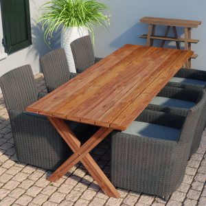 Rustic- Mesa de pernas cruzadas em Teca 250cm