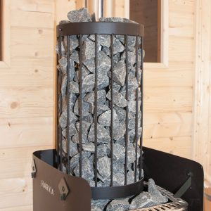 Cesto de pedras para sauna a lenha